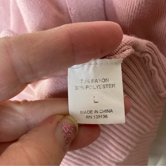 Pink Open Cardigan by Estrna Jane Flower Embroidery Size Large - Picture 7 of 7